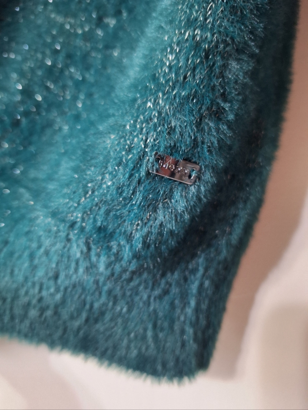Mexx Emerald Green Metallic Eyelash Knit Cardigan S Holiday Soft Cozy Jewel Tone - Picture 6 of 10